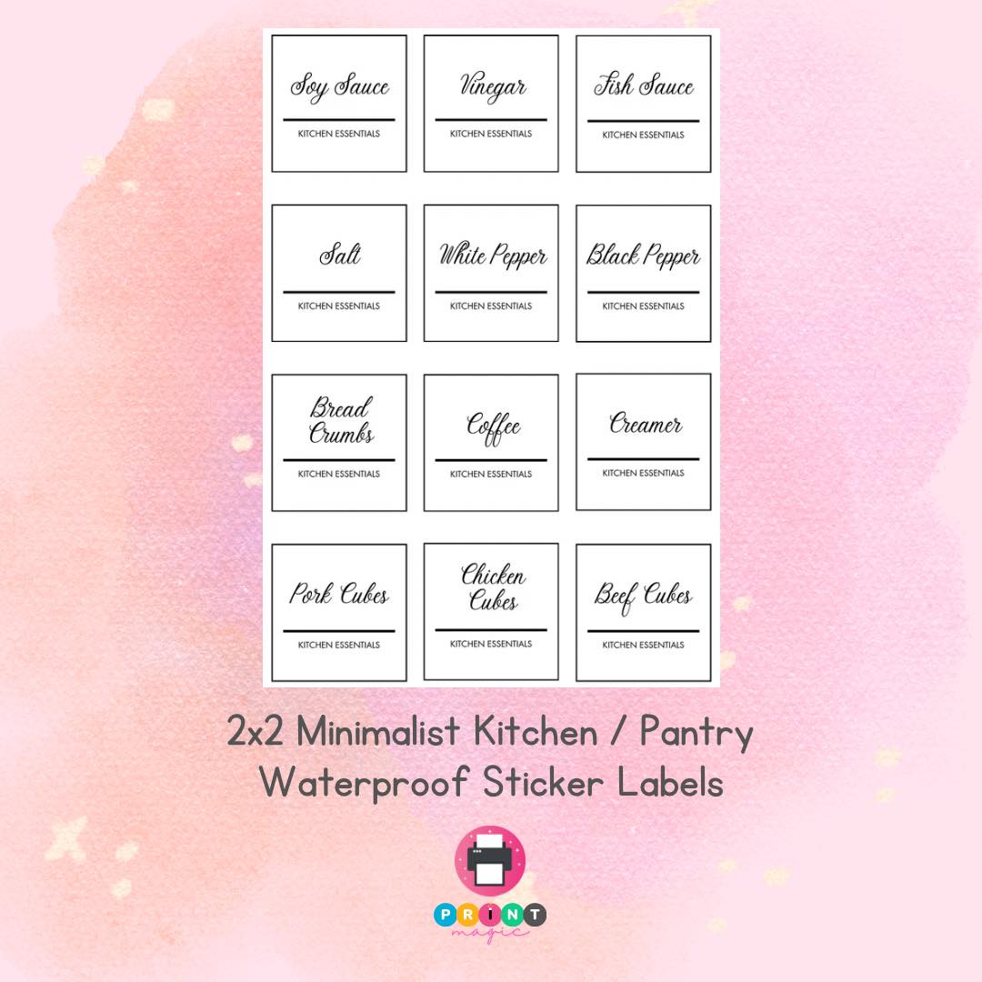 Print - 2x2 Kitchen/ Pantry Waterproof Sticker Labels. 5 pesos per ...