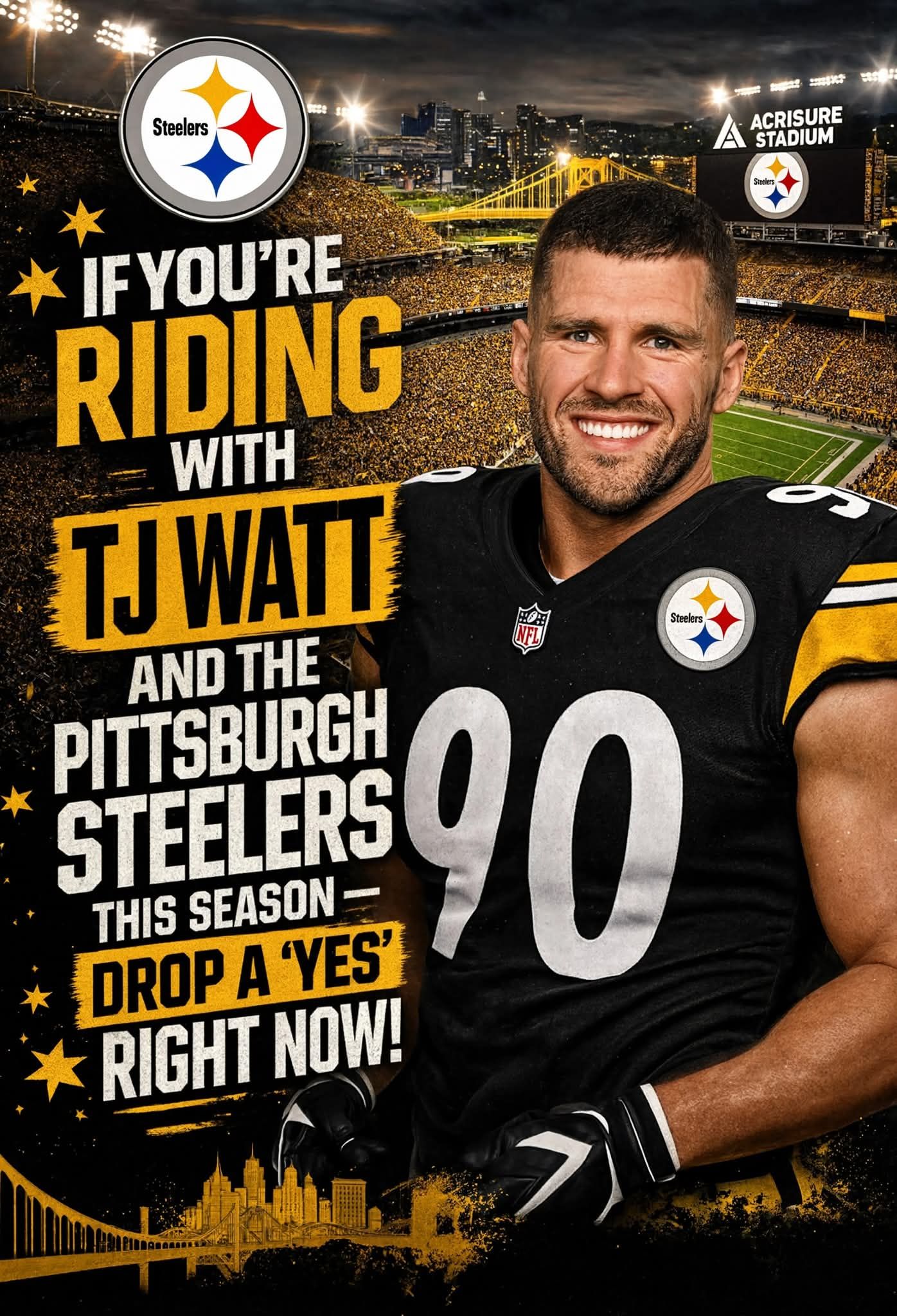 T.J. Watt #90 of the Pittsburgh Steelers jumps as he is introduced