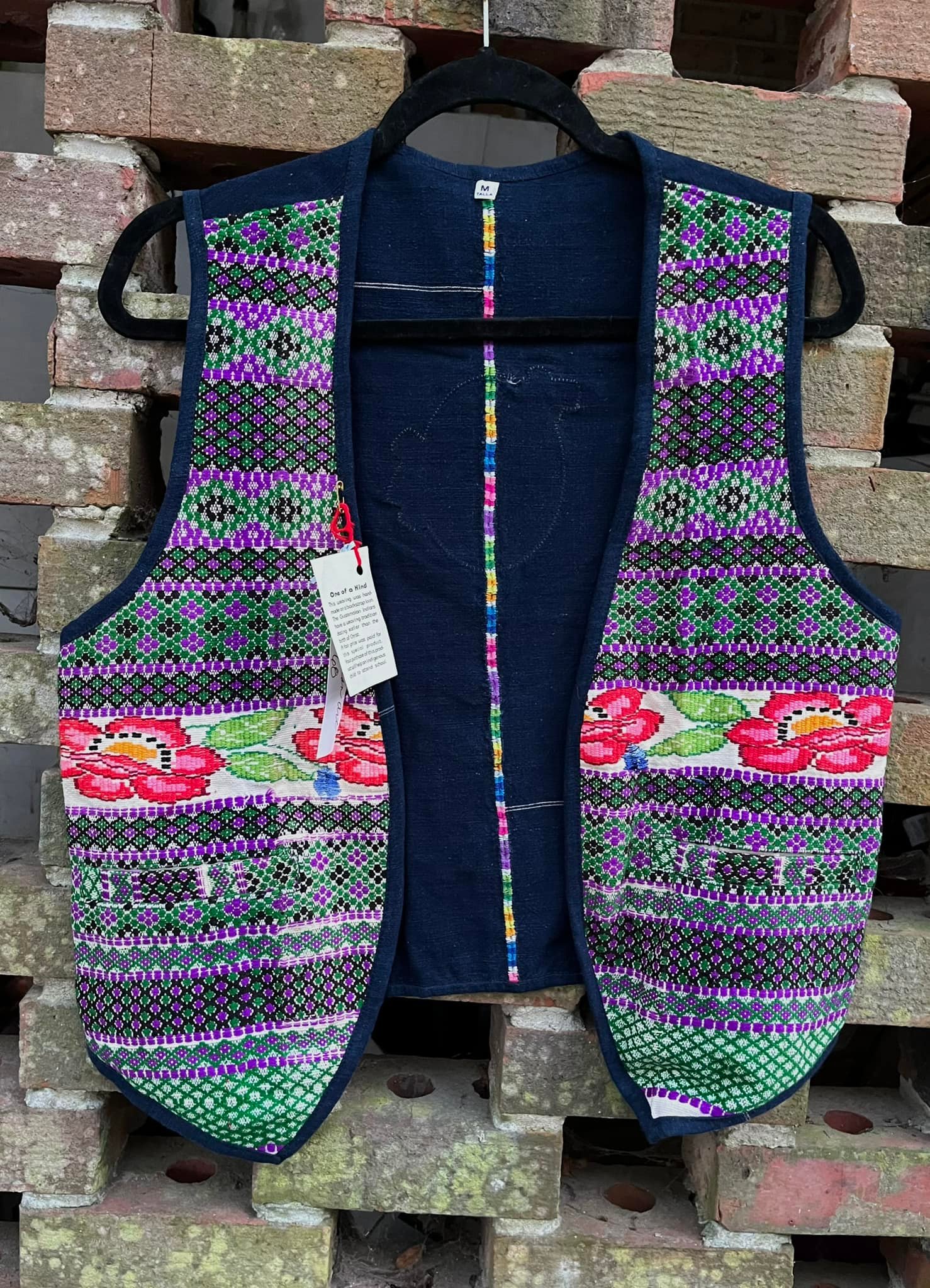 Vest with woven fabric and applique details