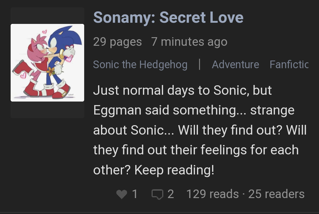 Sonic The Hedgehog Fans | Hi guys! I'm making a Sonamy story on Quotev ...