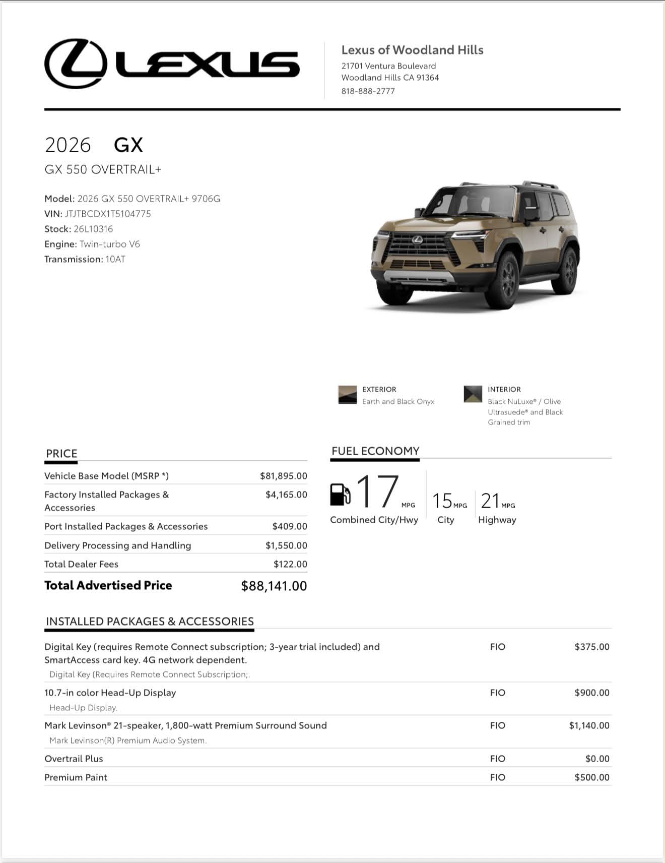 2027 Lexus GX Overtrail+ Reservations Available in Nori Green