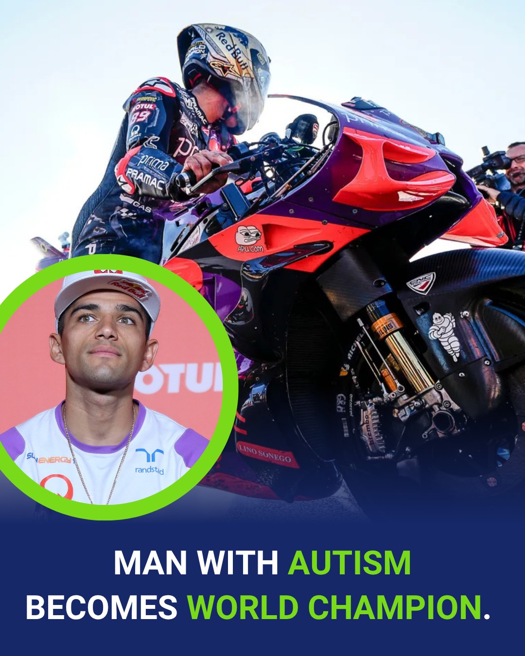 Community - He has autism and won a massive motorcycle race. 🏍️ Meet ...