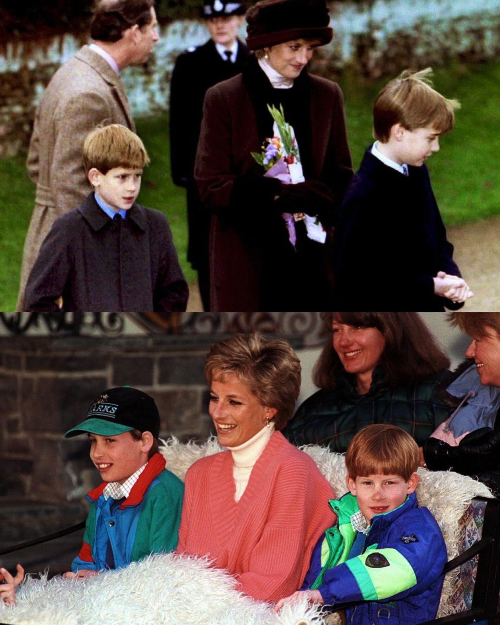 Princess Diana, Prince Charles with Prince William and Prince Harry at her last Christmas service with the Royal Family at Sandringham I December 25, 1994