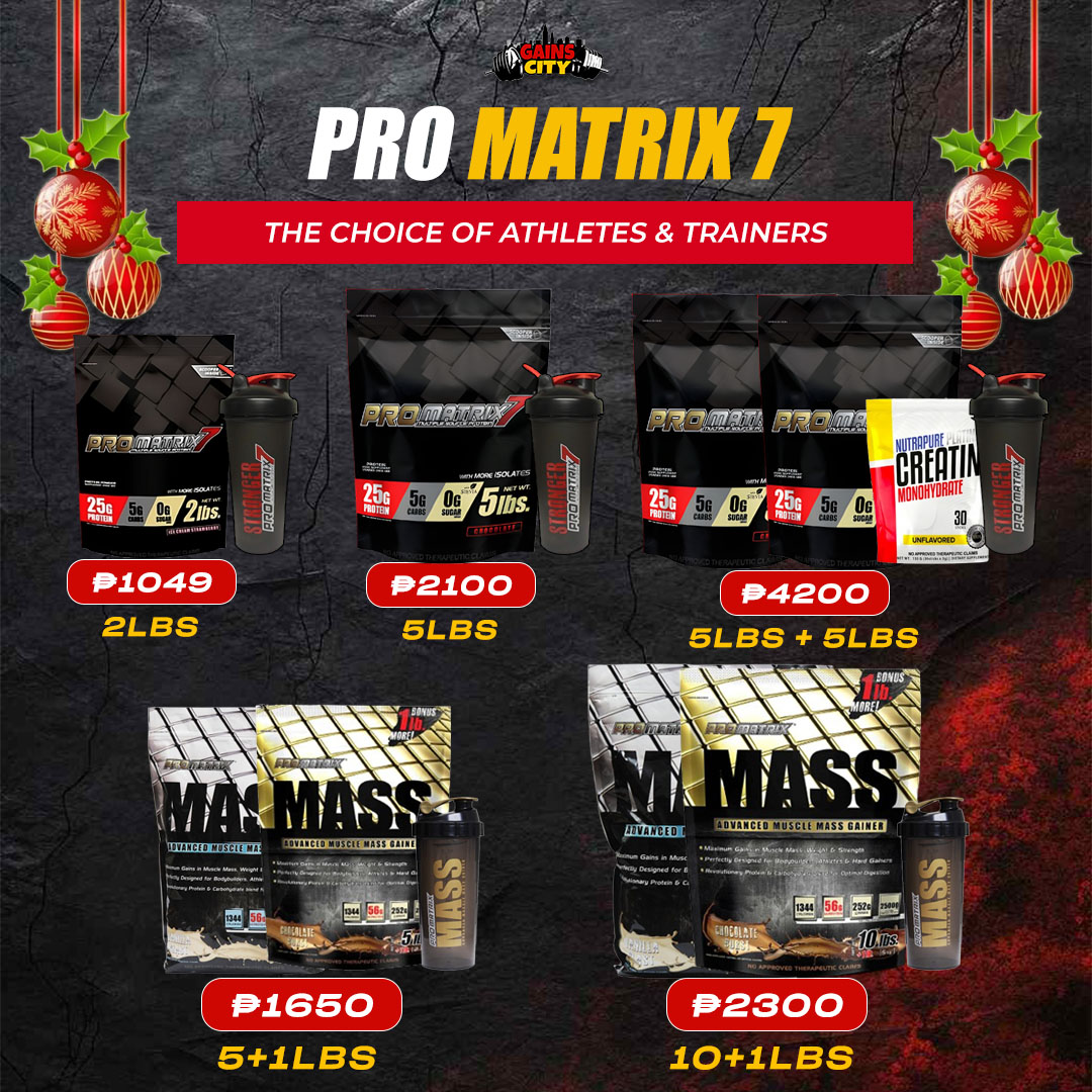 Gains - PROMATRIX -Whey 2lbs P1049 -Whey 5lbs P2100 -Whey 5lbs + 5lbs ...