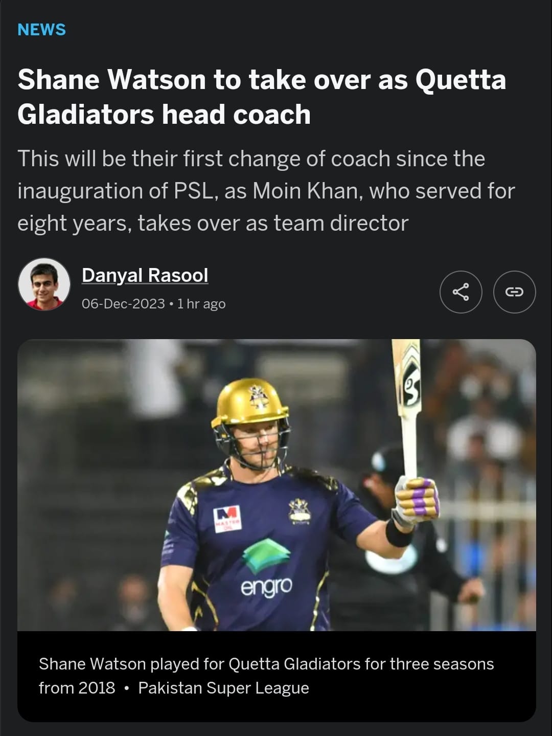 PSL Spotlight - CONFIRMED Shane Watson will be the head...