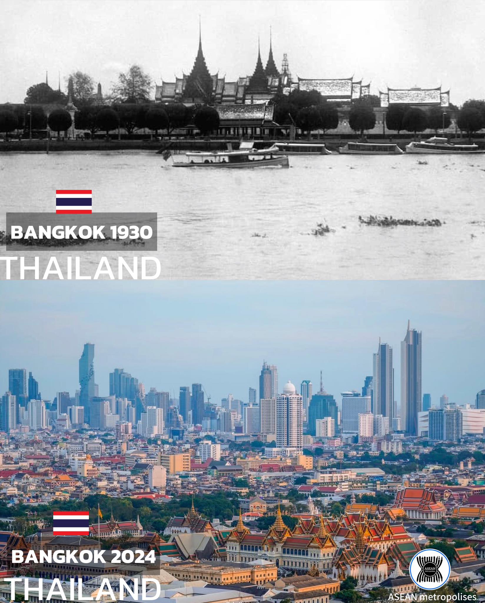 🇹🇭| The growth and change of Bangkok, Thailand in 1930 and 2024