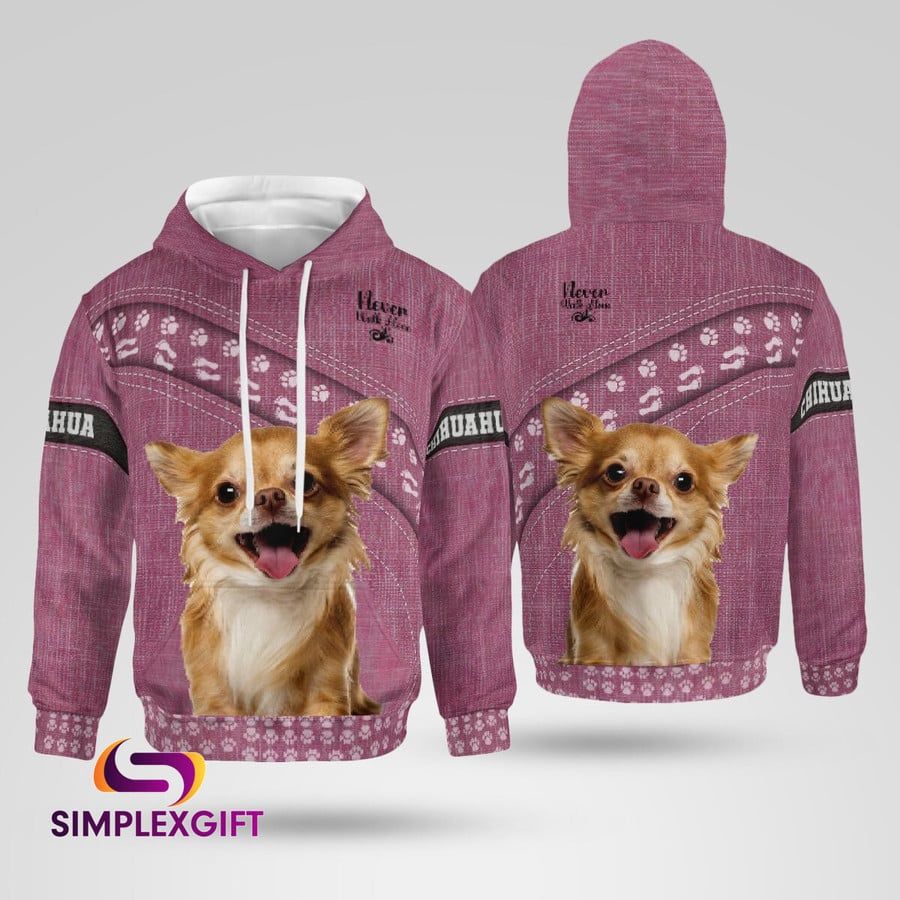 Men’s 3D Print Chihuahua Hoodie – Long Sleeve Pullover Casual Hoodies With Dog Painting Design