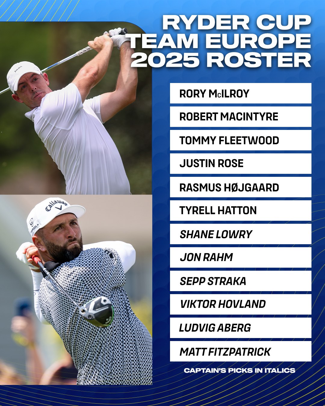 Golf - Team Europe is SET for the 2025 Ryder Cup. 🇪🇺 | Facebook