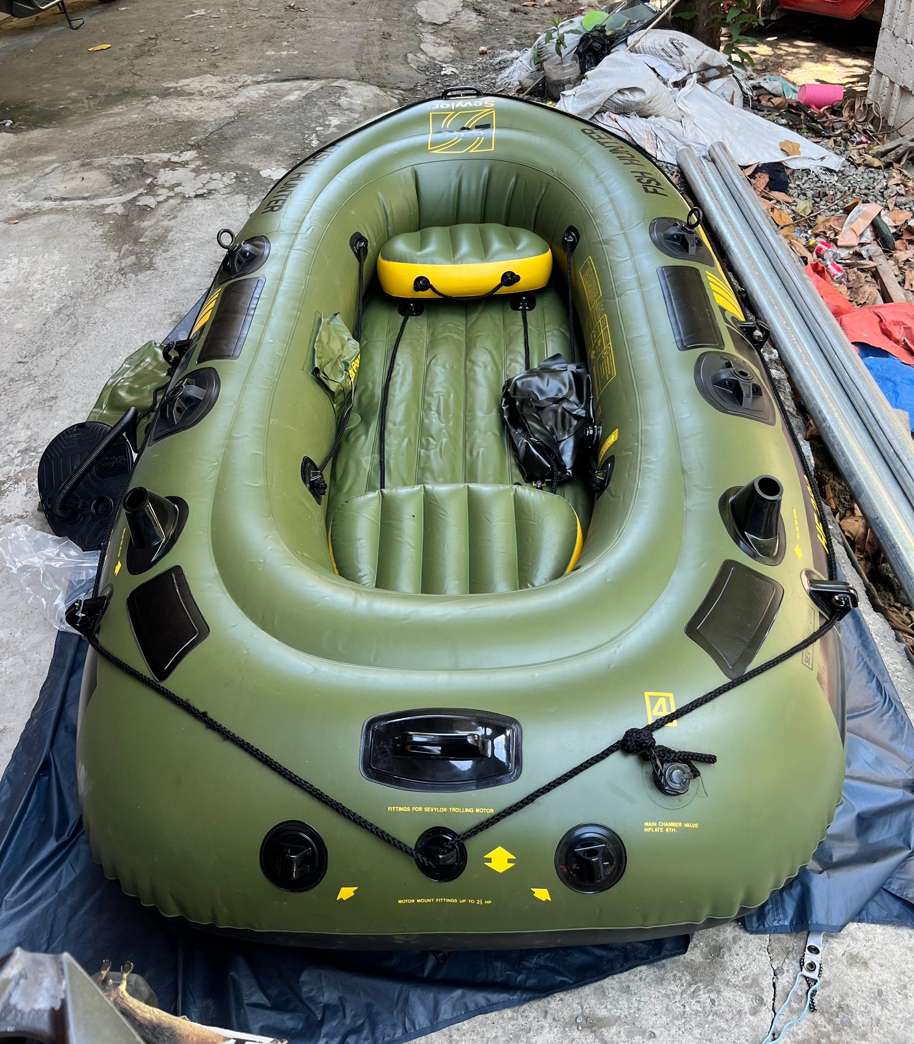 fish hunter raft accessories OSG Striker 2-Person Inflatable Fishing + Anchors BRIS 12.5 ft Inflatable Boat