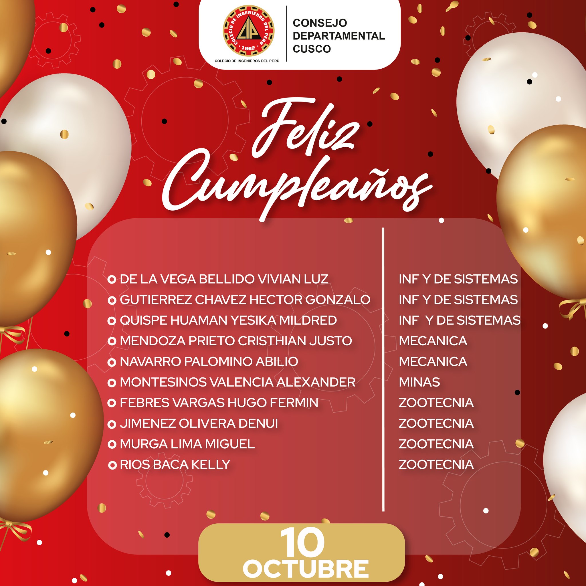 Colegio - 🔴🟡 #10DeOctubre|| 🎉 ¡𝗙𝗘𝗟𝗜𝗭 𝗖𝗨𝗠𝗣𝗟𝗘𝗔Ñ𝗢𝗦 𝗔 𝗡𝗨𝗘𝗦𝗧𝗥𝗢𝗦 𝗤𝗨𝗘𝗥𝗜𝗗𝗢𝗦 ...