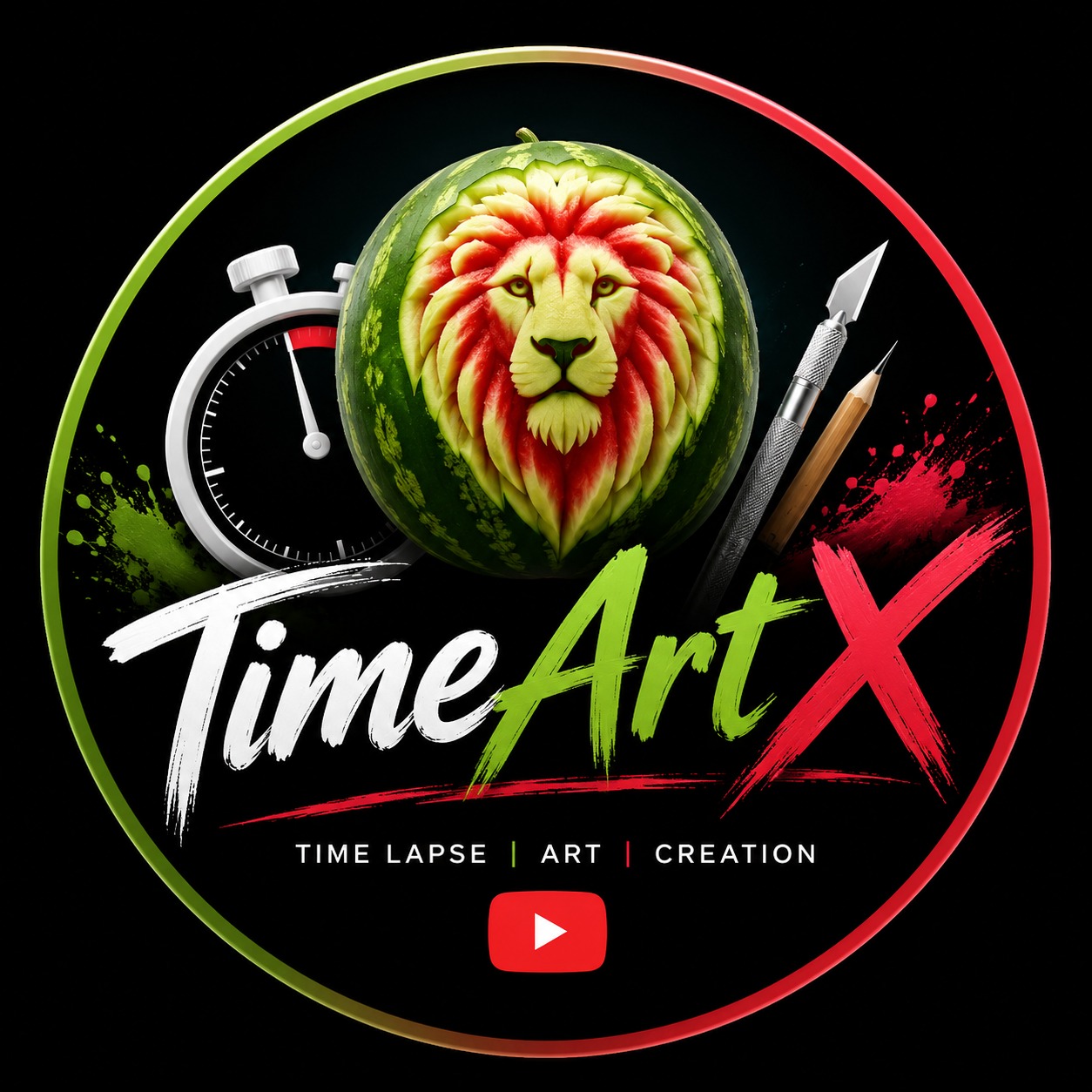 10-second realistic time-lapse. One half-cut watermelon on a table. A ...