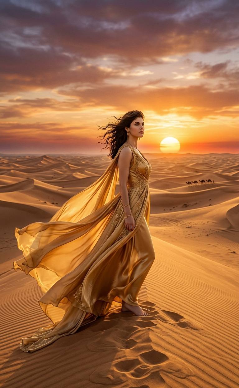 alexandra daddario gold dress Daddario's desert portrait in gown accessories-june-25
