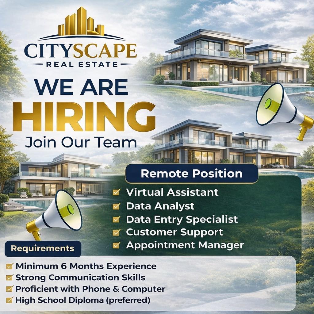 WE’RE HIRING! 🚀 Remote Positions... - Cityscape Real Estate | Facebook