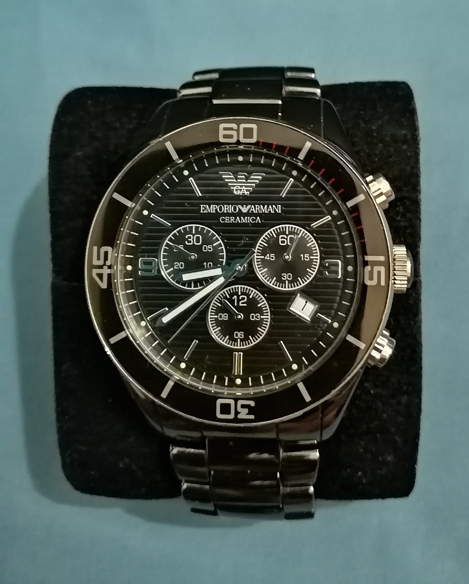 Emporio Armani Ceramica watch 25kd AR1421 Chronograph, date hand 
