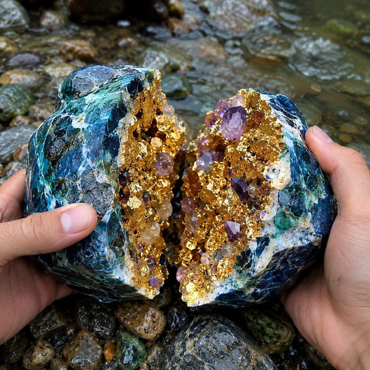 Breaking mineral rock revealing | Stone Gold Quest
