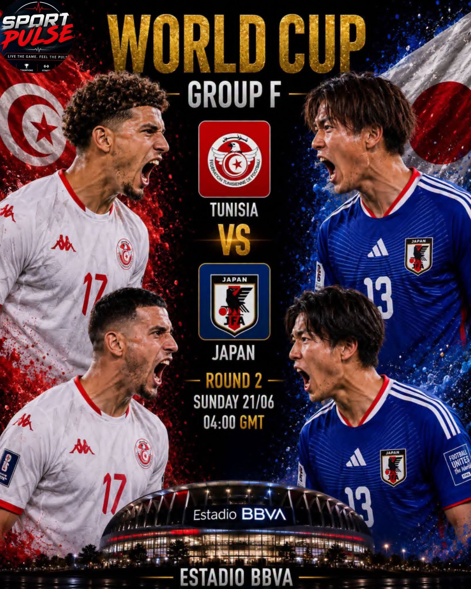 Tunisia vs Japan World Cup 2026 match at Estadio BBVA on Sunday