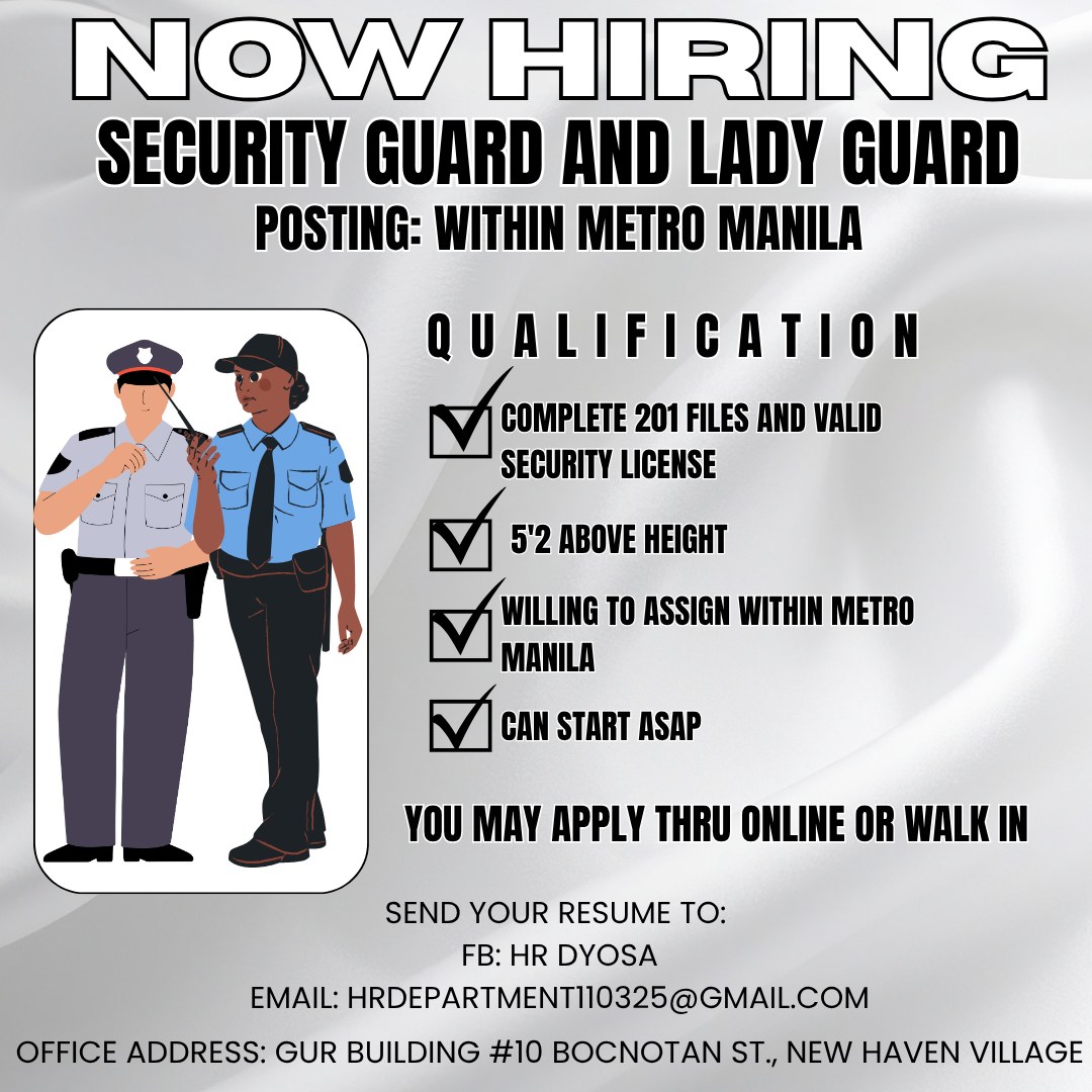 Hiring Security Guard Official Group Philippines | 📢 PTPA 📢 SG/LG FOR ...
