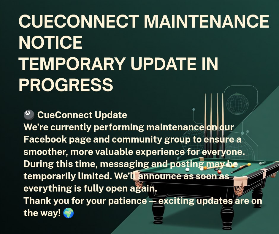 Cue Connect Global Billiard Hall Owners | Facebook