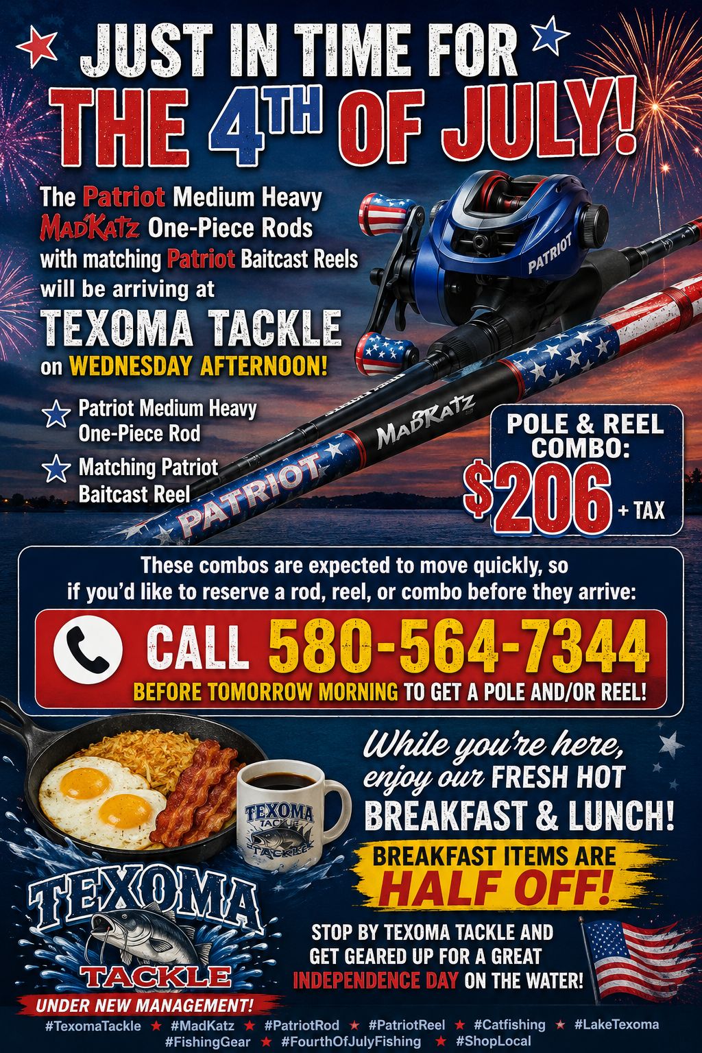 4th of july baitcaster combo Quantum Accurist Baitcast  Fisherman's Headquarters 1 gear ratio for quick retrieves and powerful drag system for battling tough fish JUST IN TIME FOR THE