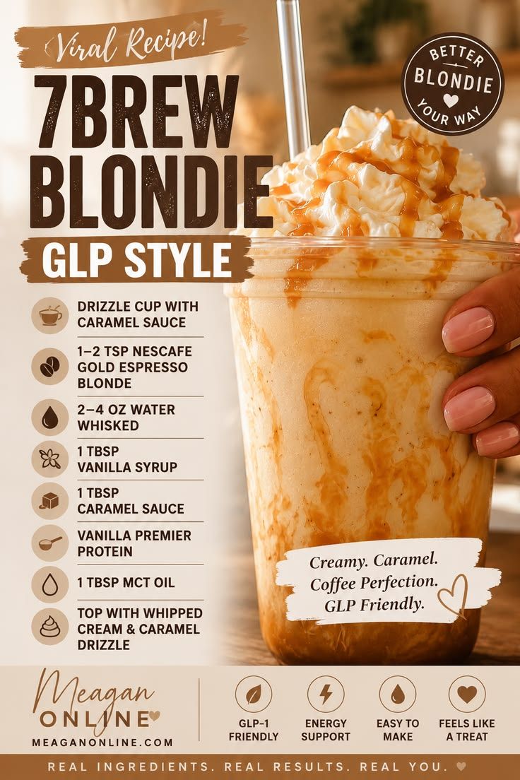 GLP-1 Friendly 7 Brew Blondie Coffee Recipe with Caramel Sauce