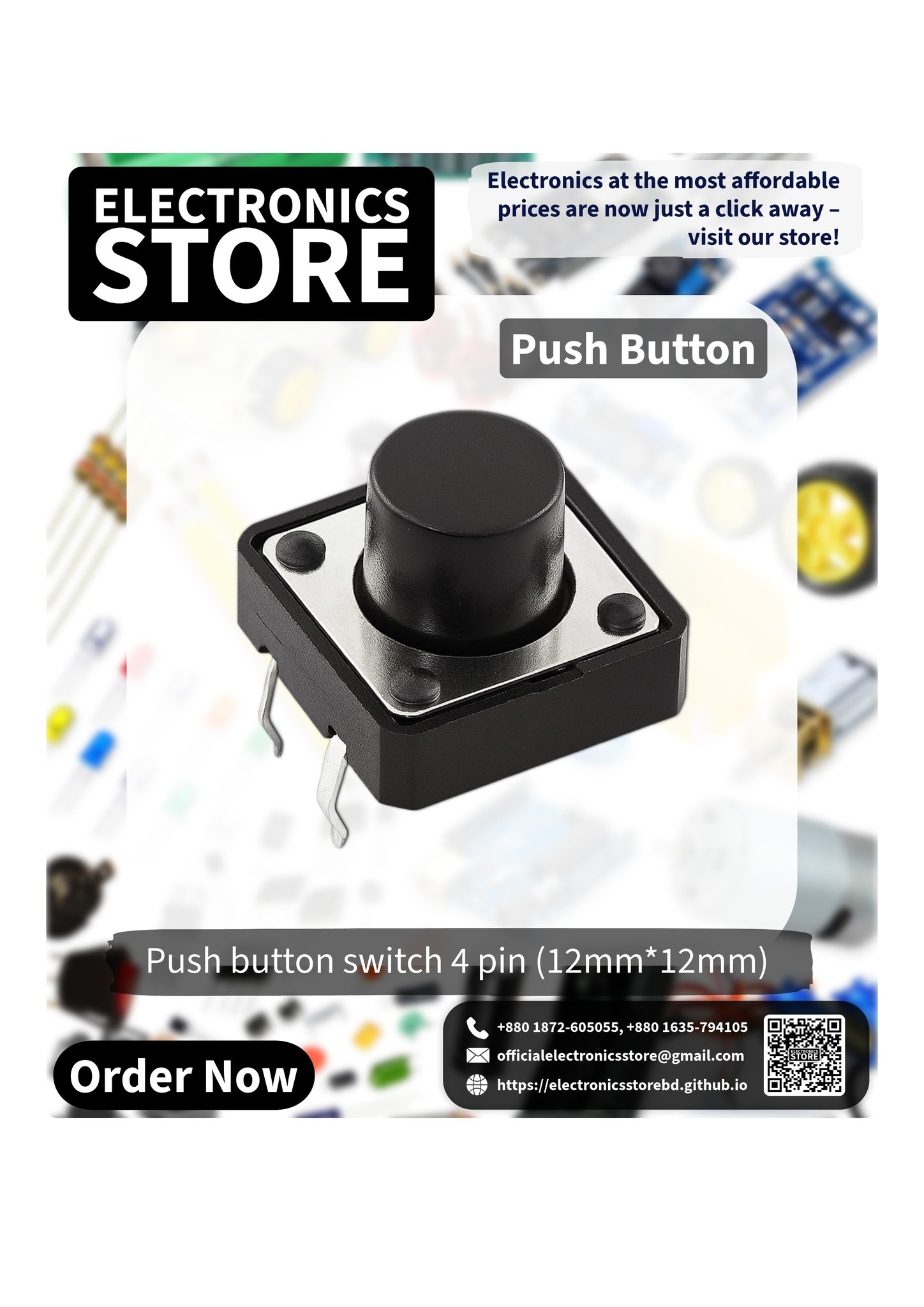 Electronics - Push Button Push button switch 4 pin (12mm*12mm). # ...