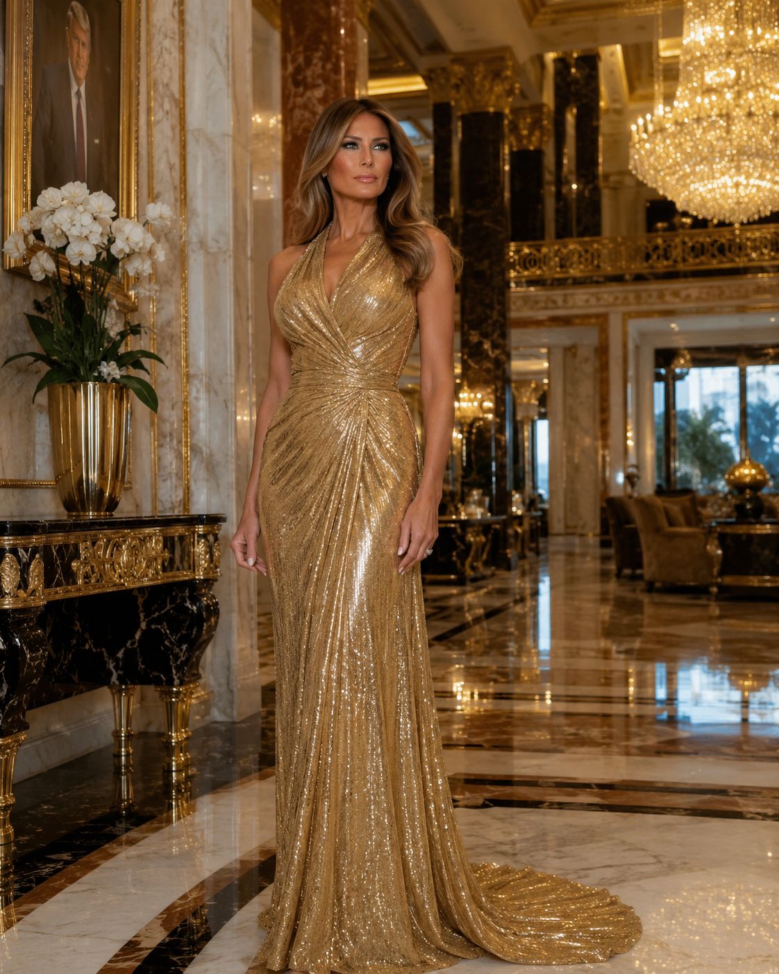 melania in gold dress When people compare my style to the elegance of First Lady #MelaniaTrump her stunning yellow gown melania trump evening gowns
