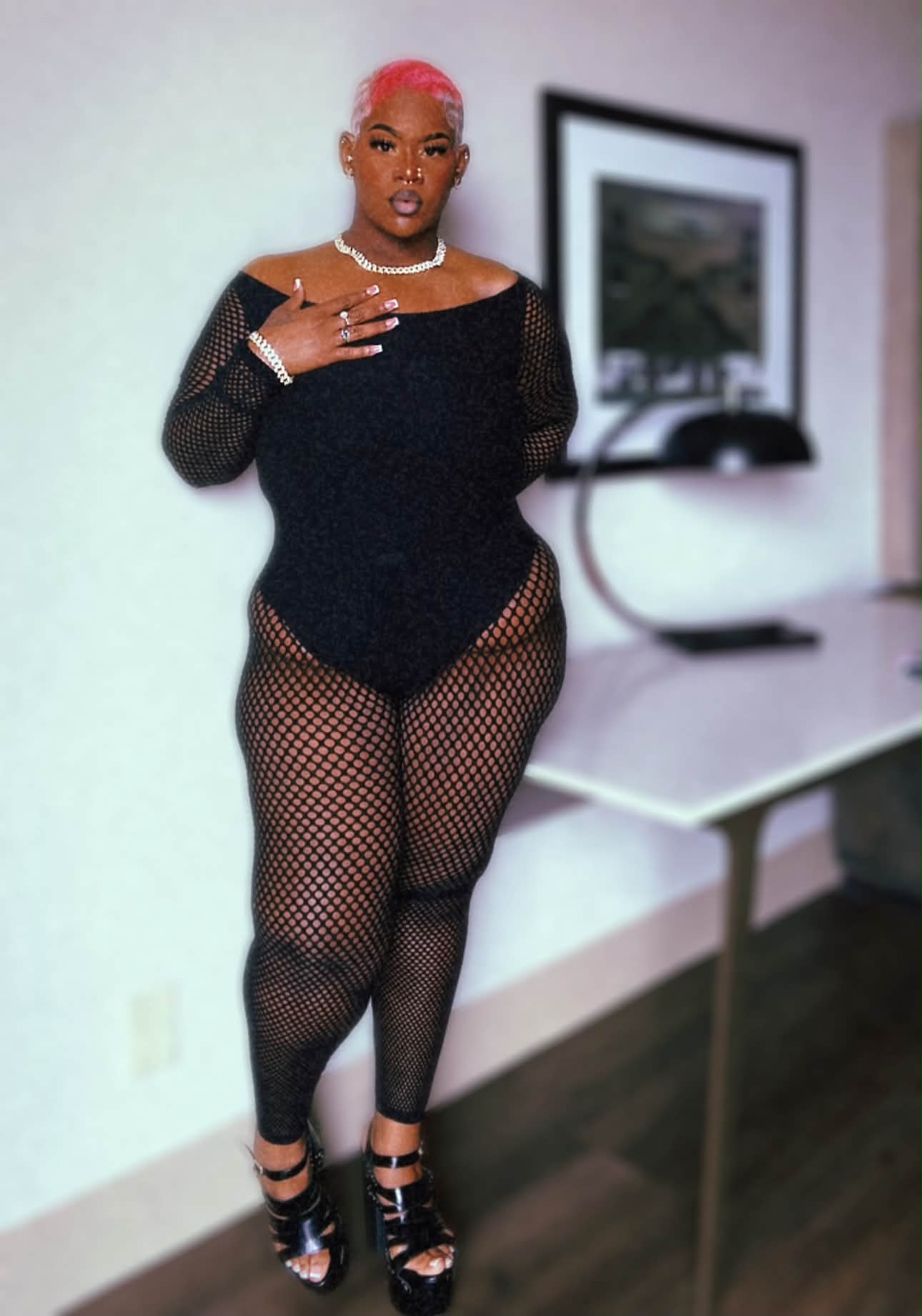 bbw fish net pics Women's Plus Size Lace Fishnet Teddy - Black Product Description Add a touch of sexy sophistication to any outfit with our Sheer Silicone Lace Plus Size Fishnet Stockings New Look Curves Black Strappy