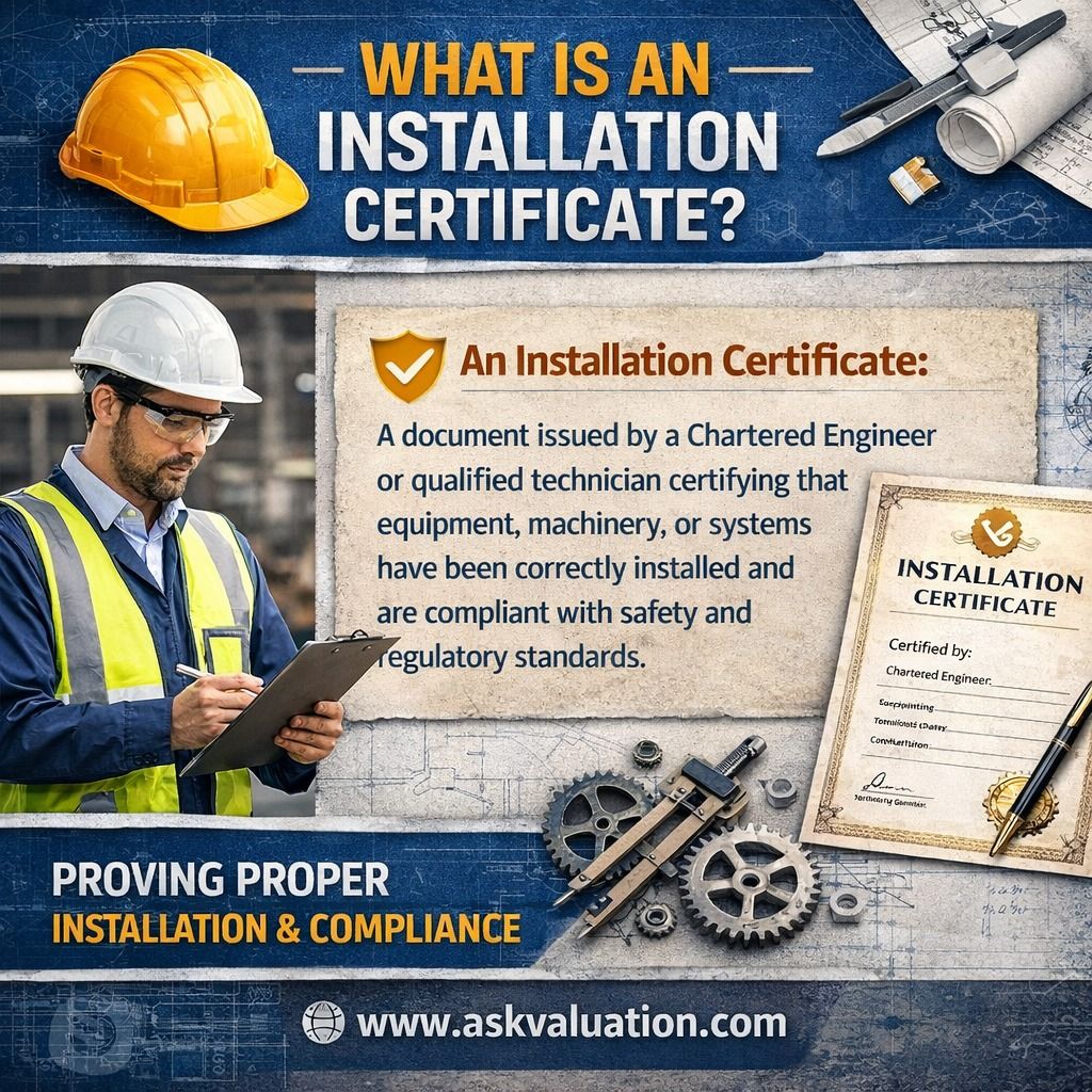 askvaluation - What is an Installation Certificate & Why... | Facebook
