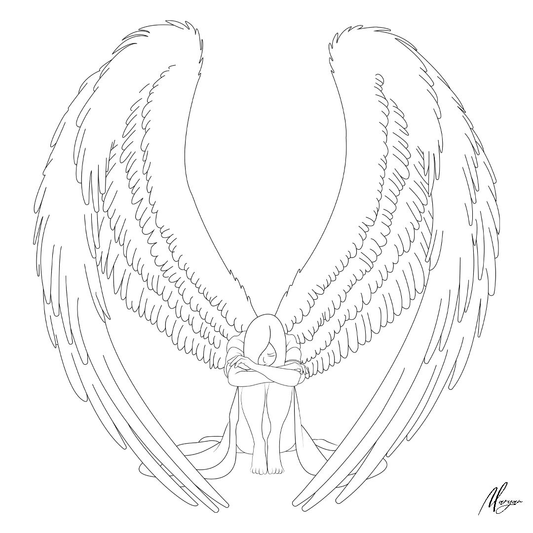 Maryam - Solmira Angel - Line Art A glimpse into the celestial realm! 🖋 ...