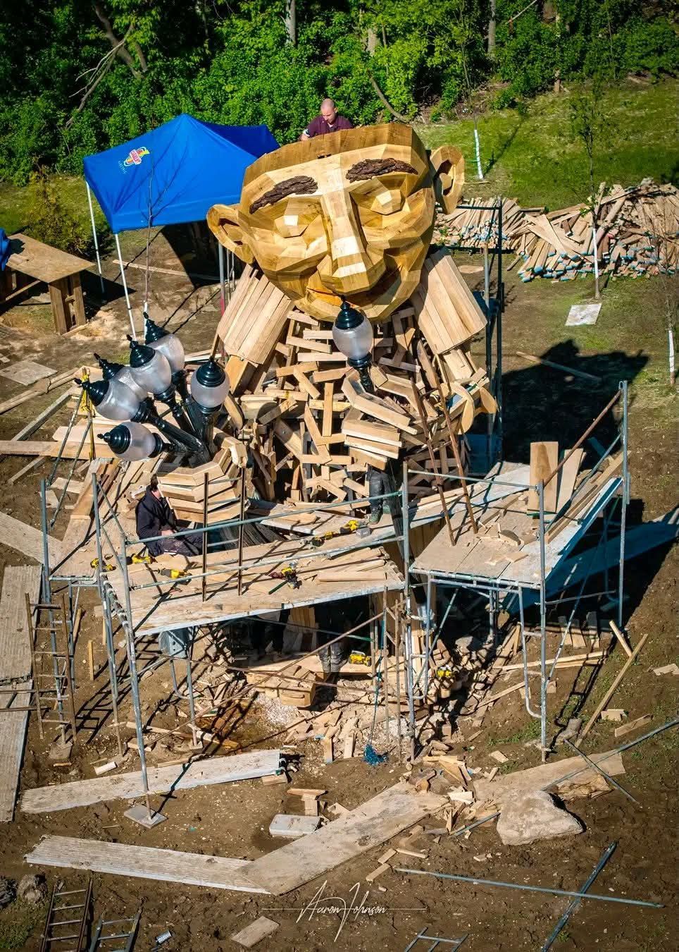 New troll sculpture in Wauwatosa, Wisconsin's firefly park
