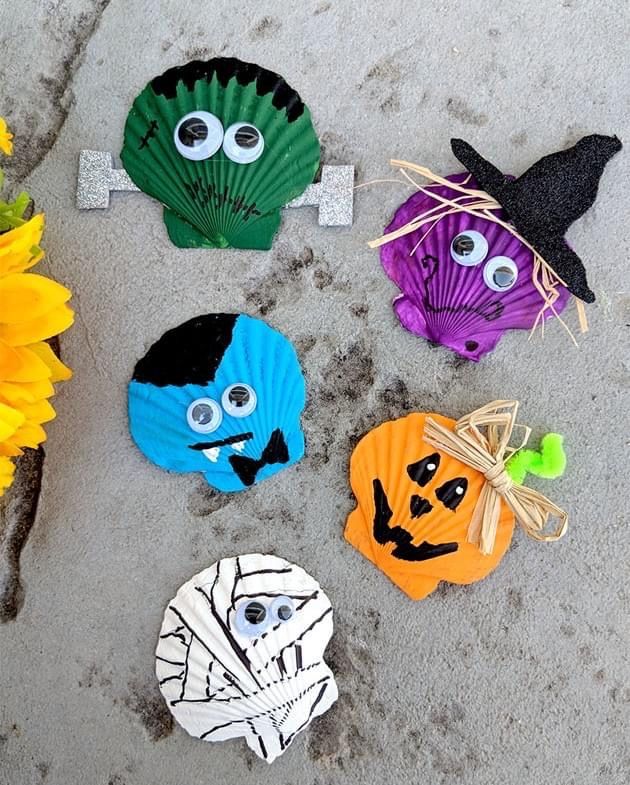 DIY - Colorful seashell monsters 👀🧛‍♂️🎃 Transform shells into fun ...