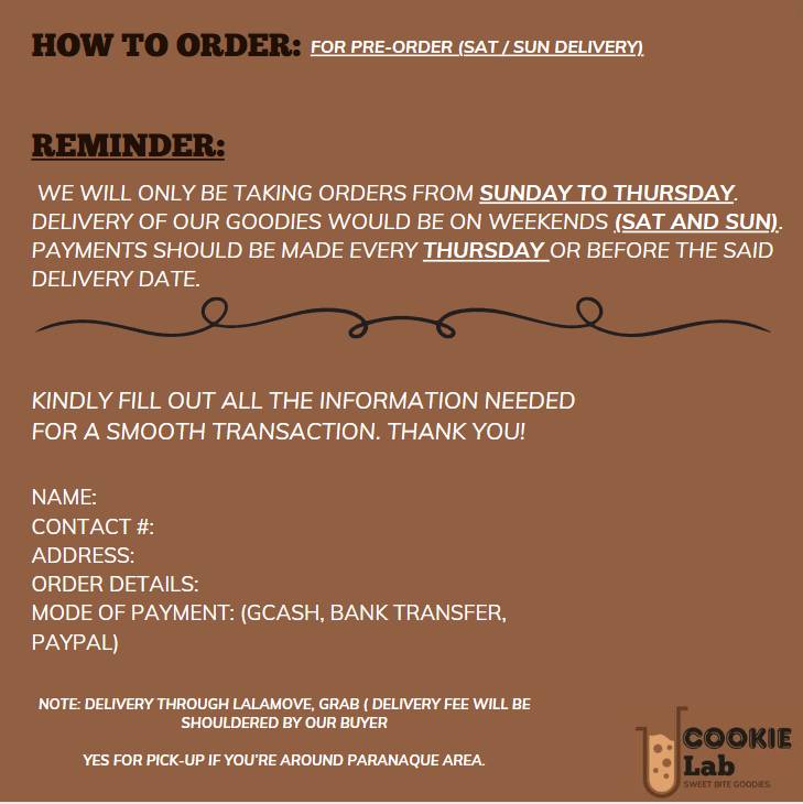 Cookie Lab - How to order and few reminders. Good...