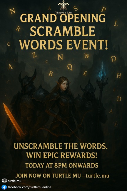 Turtle MU - 🔥 GRAND OPENING: SCRAMBLE WORDS EVENT 🔥 Test... | Facebook