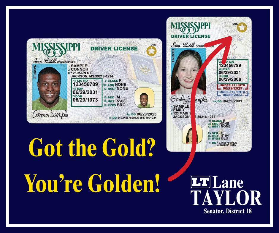In Mississippi, a REAL ID-compliant driver's license will have a