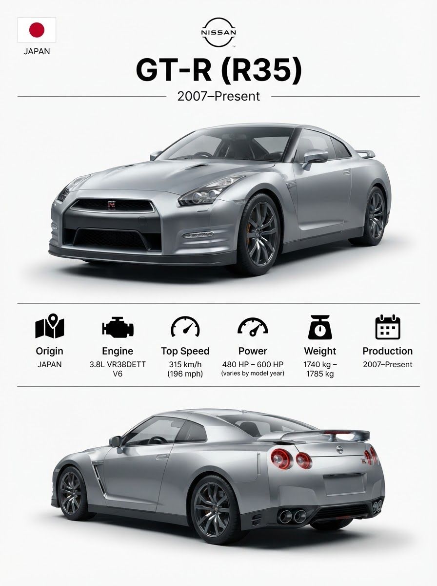 Free Nissan GT-R (R35) technical blueprint poster