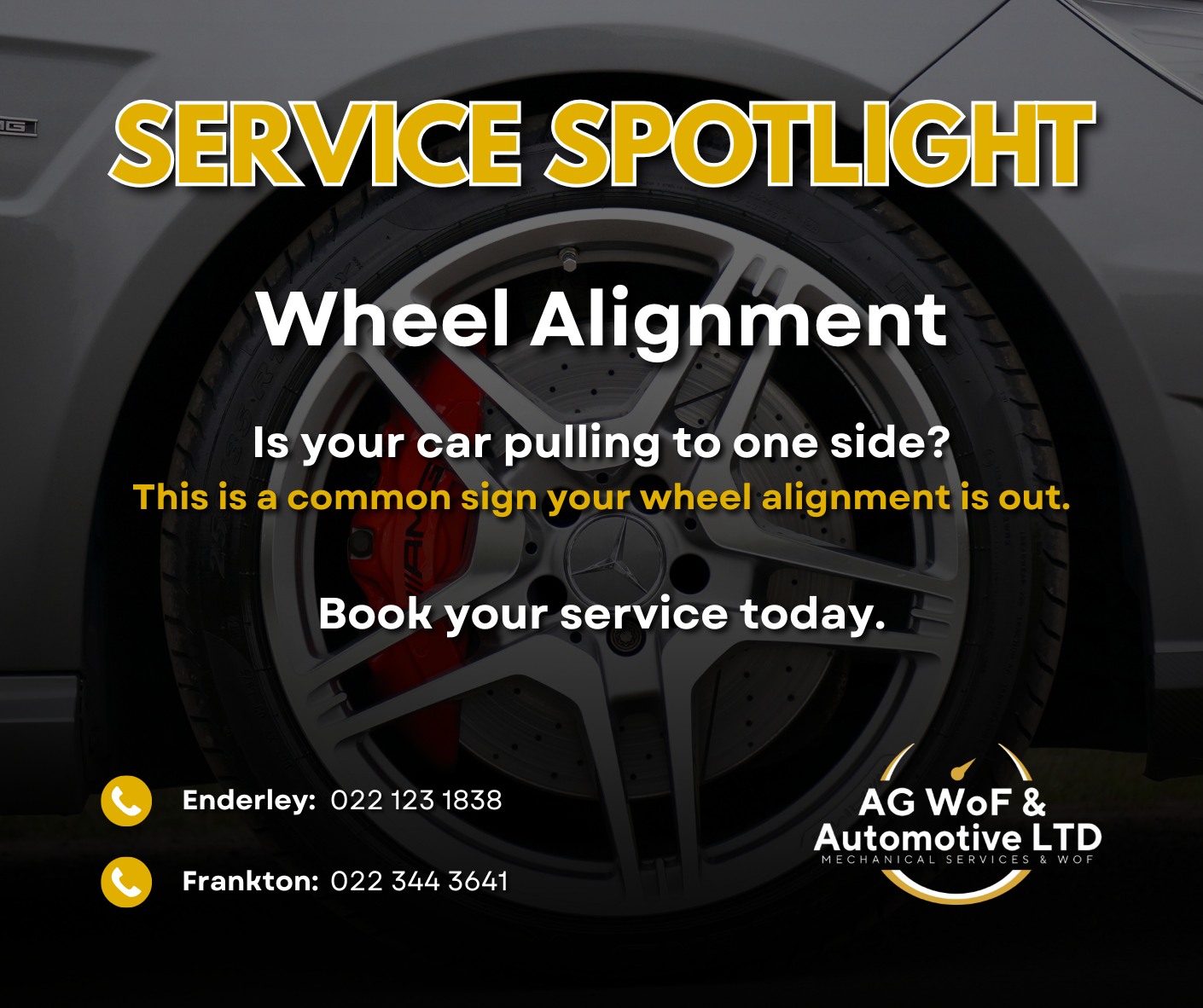 AG - SERVICE SPOTLIGHT 🚗⚠️ Wheel Alignment Is your car pulling to one ...