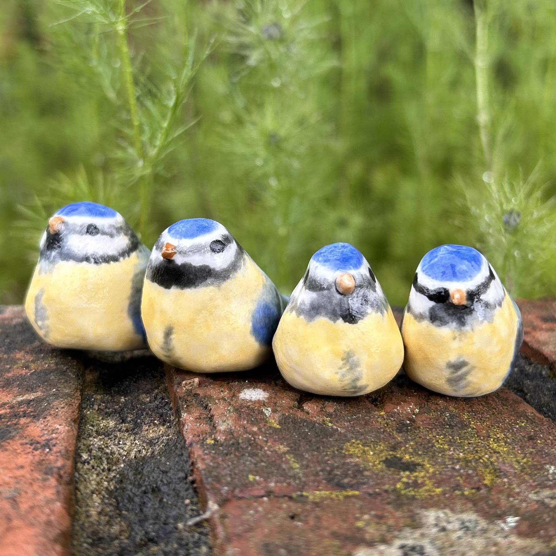 Grasses and seeds imprinted in porcelain and glazed with cobolt wash ...