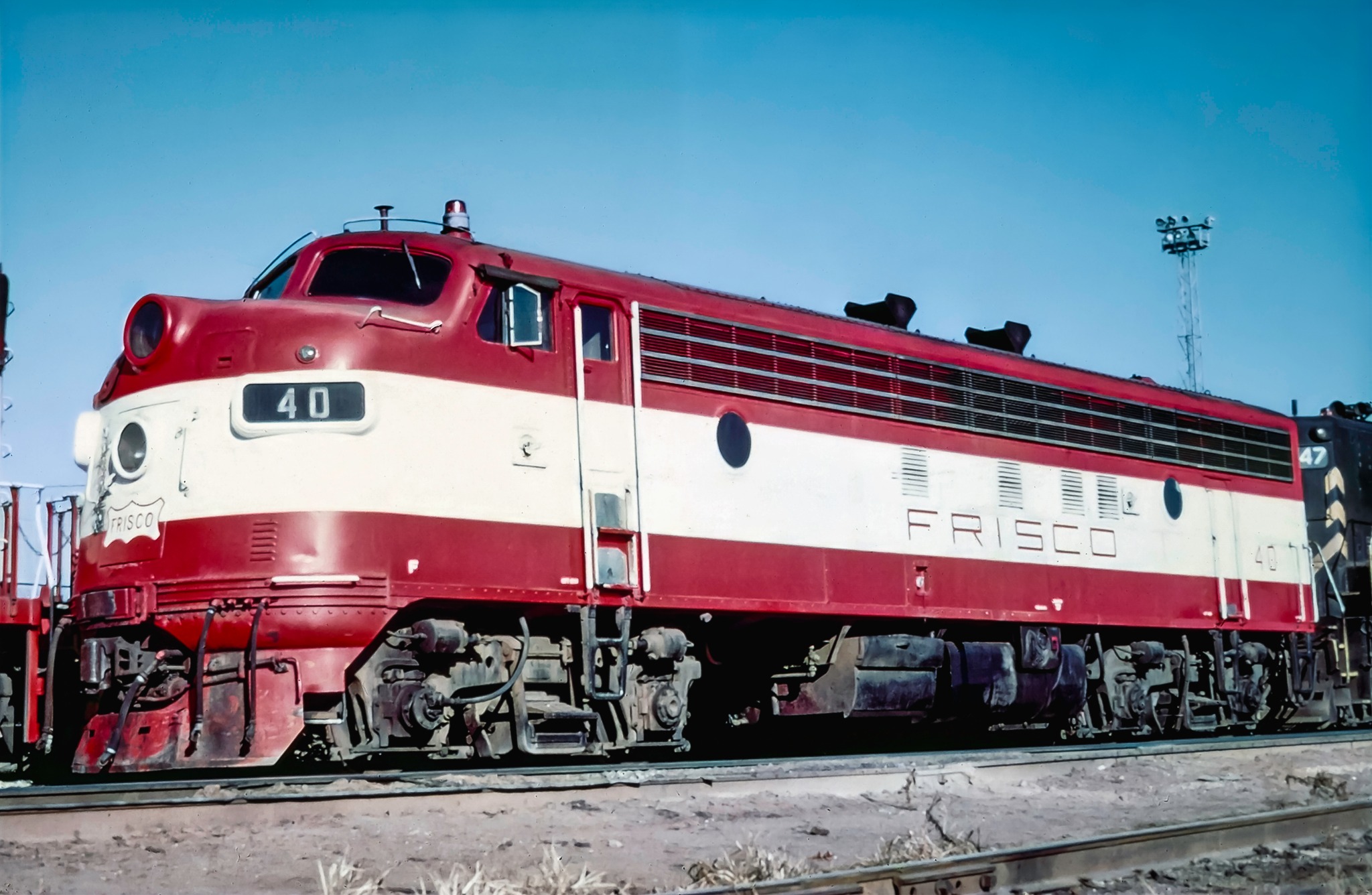 Here we see **Frisco No. 760, 762, 773 & 771 EMD GP40-2** (1979 