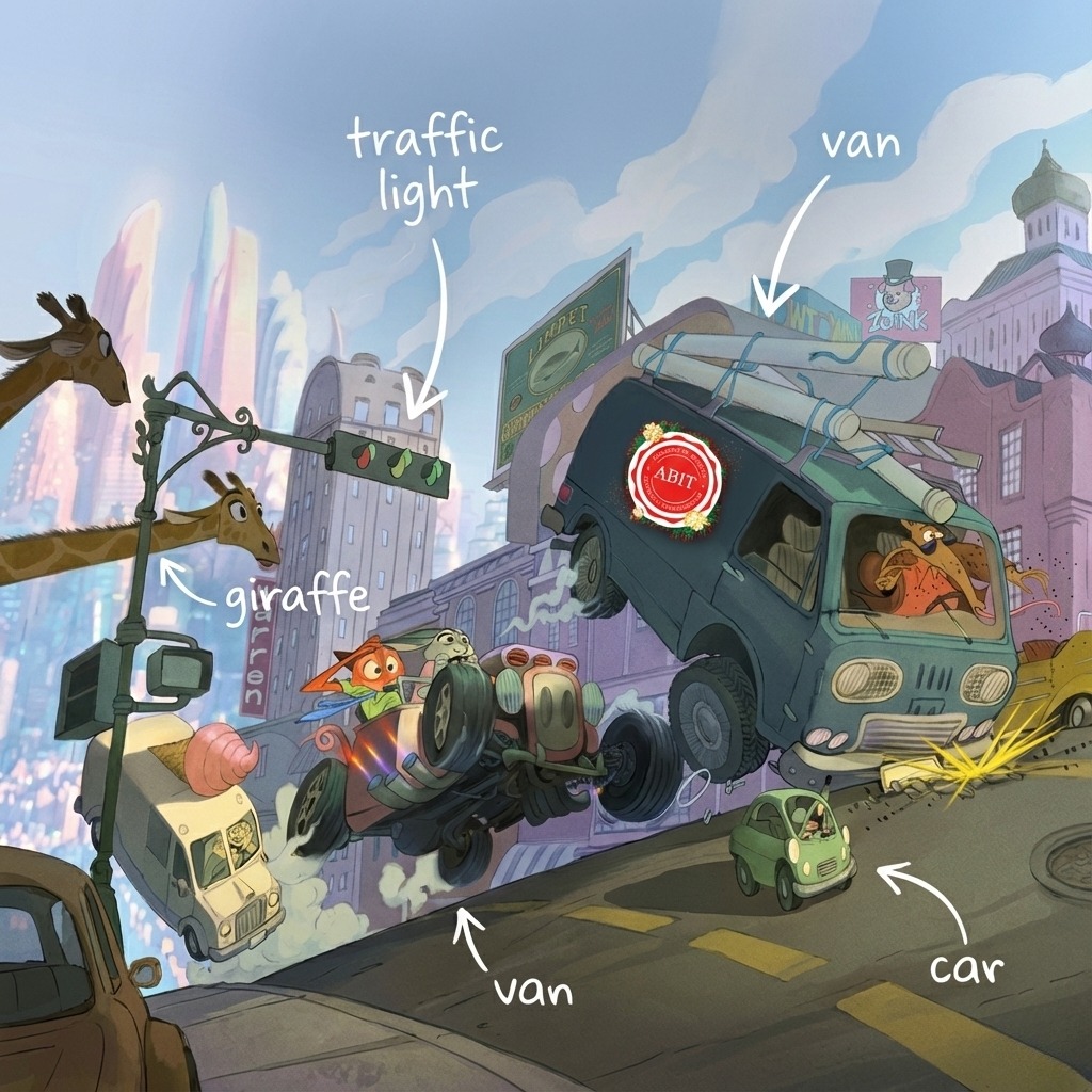 100 - Học tiếng anh qua ảnh từ Zootopia 2 ________________ traffic ...