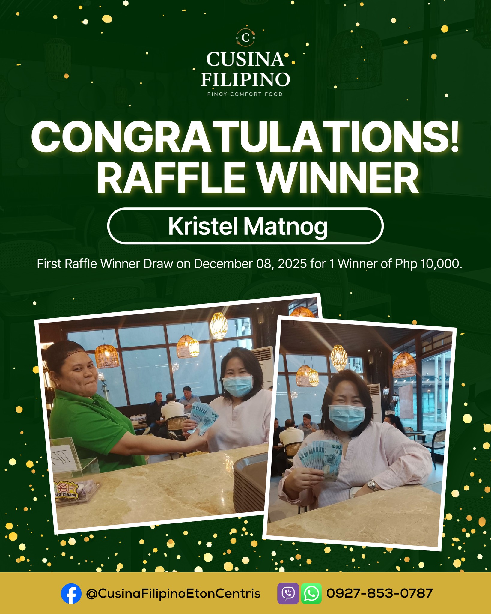 🎉 Raffle Winner... - Cusina Filipino - Eton Centris | Facebook