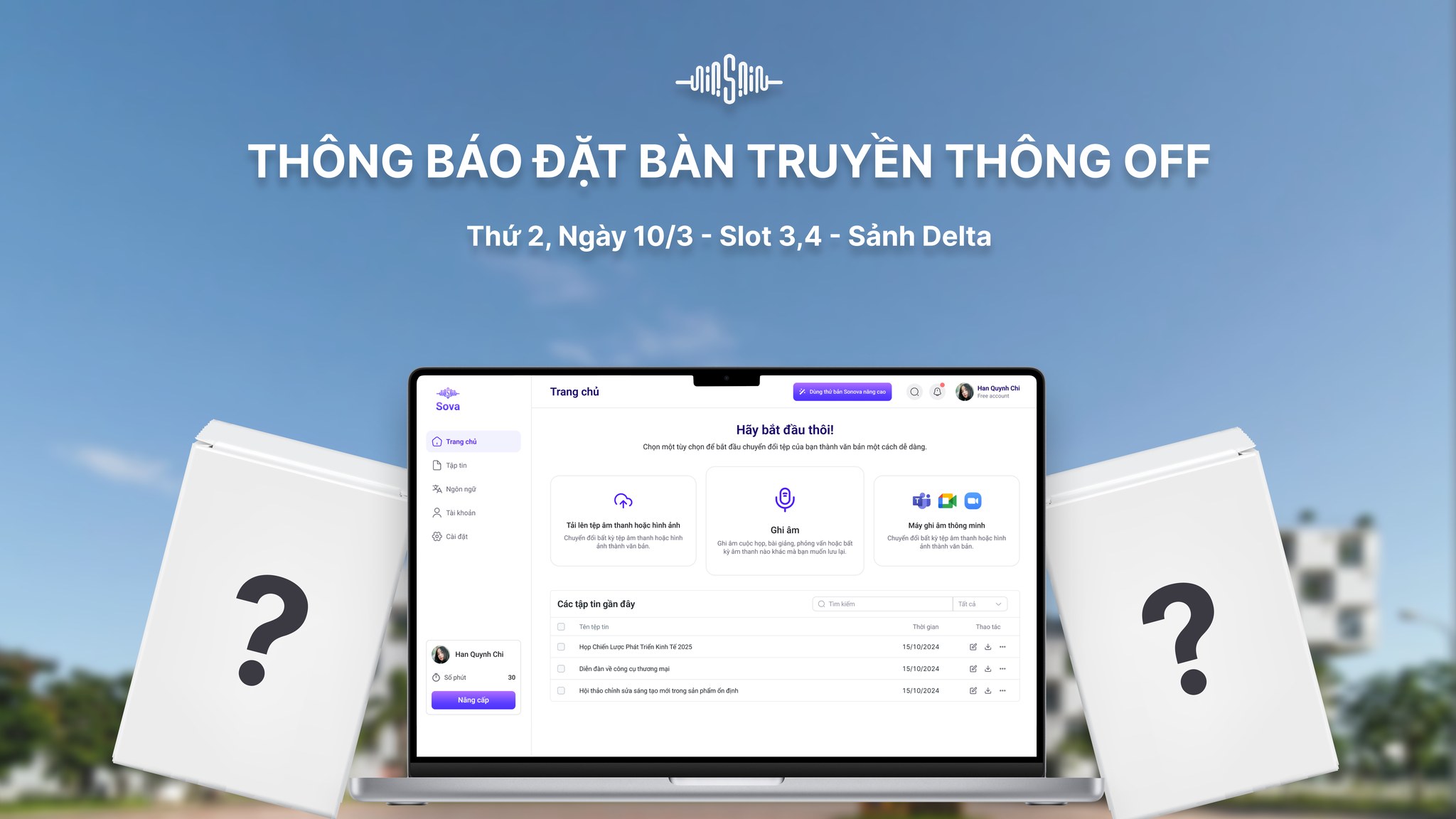SOVA - ⚠️ SOVA THÔNG BÁO ĐẶT BÀN TRUYỀN THÔNG OFF⚠️ SOVA chính thức đặt ...