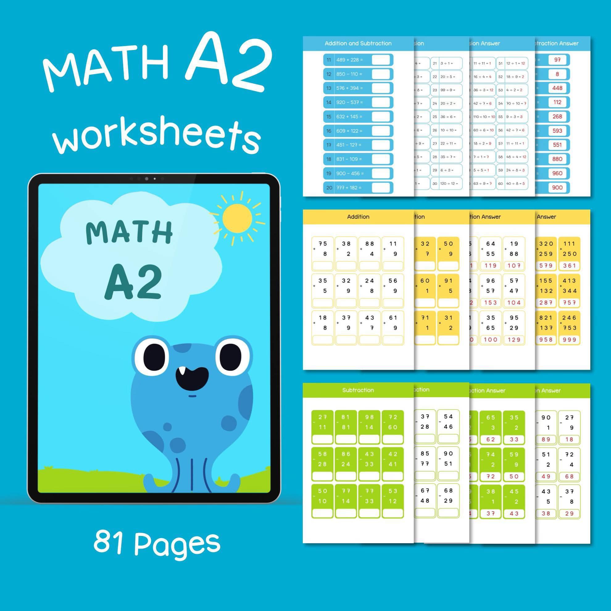 KINDERGARTEN WORKSHEETS & RESOURCES👨‍👩‍👧‍👧 | Math A2 Worksheet ...