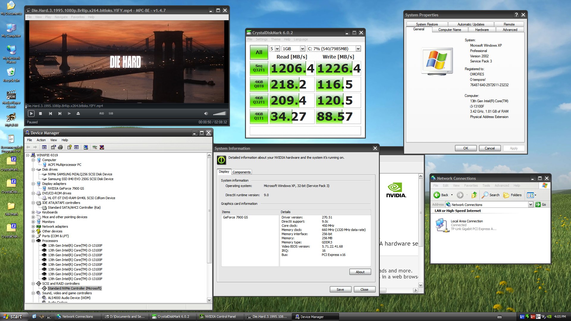 XP SP3: testing USB 3.2 and NVME on a Z790/DDR5 motherboard