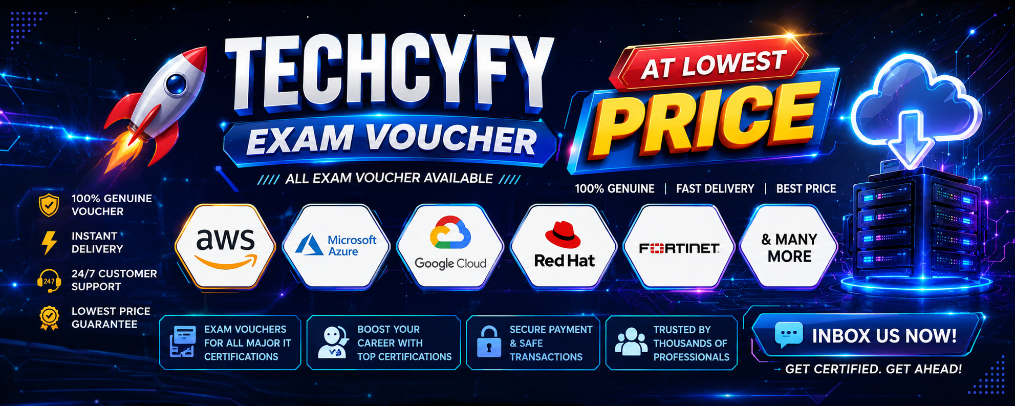 Techcyfy Cloud Certification Vouchers - AWS Azure GCP Red Hat | Dhaka