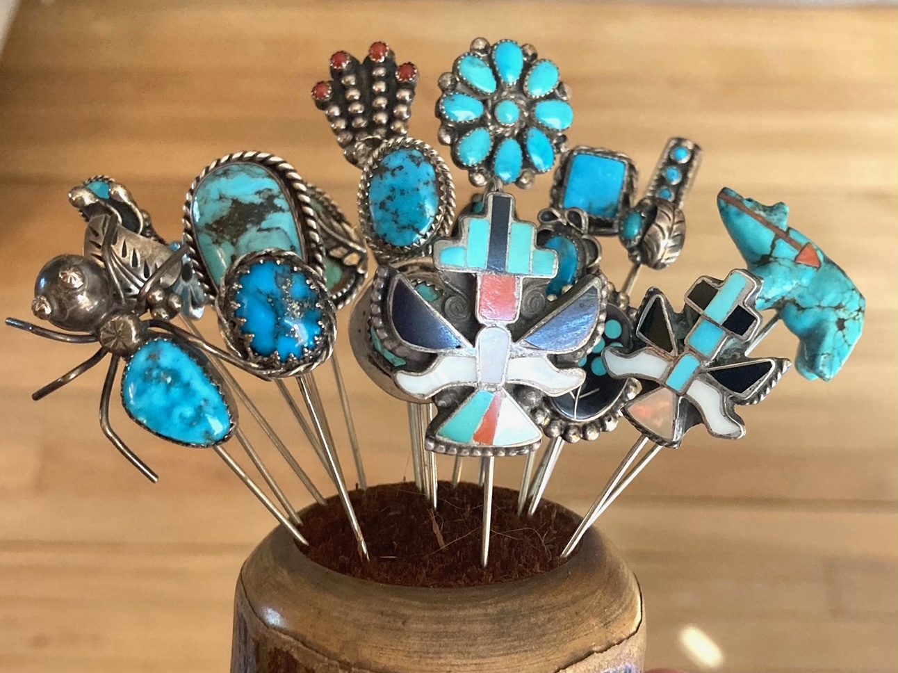 TURQUOISE TUESDAY Here are some Beautiful Zuni cluster pins 