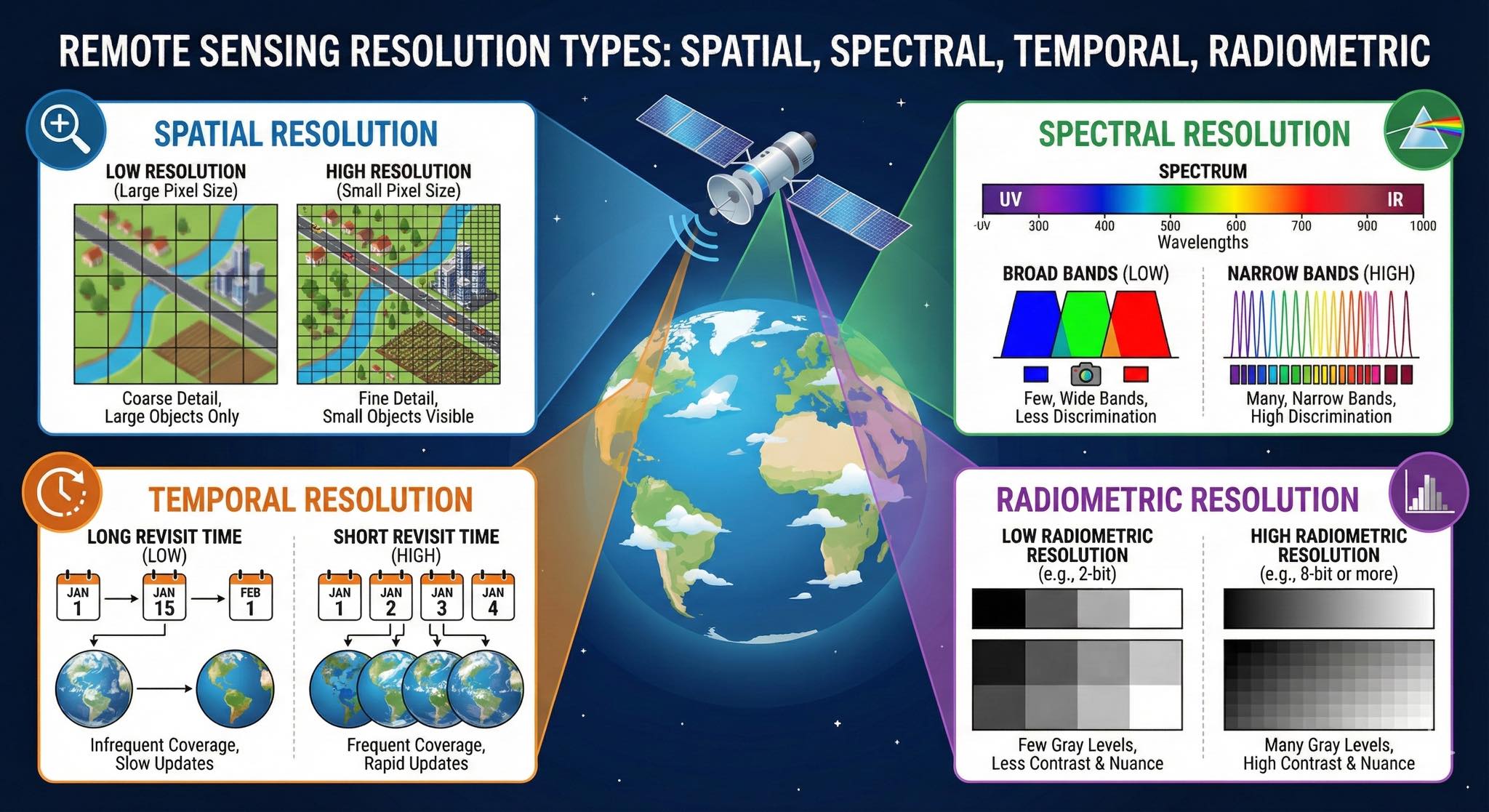 Alien Eye - 🌍📡 Four Types of Resolution in Remote Sensing... | Facebook