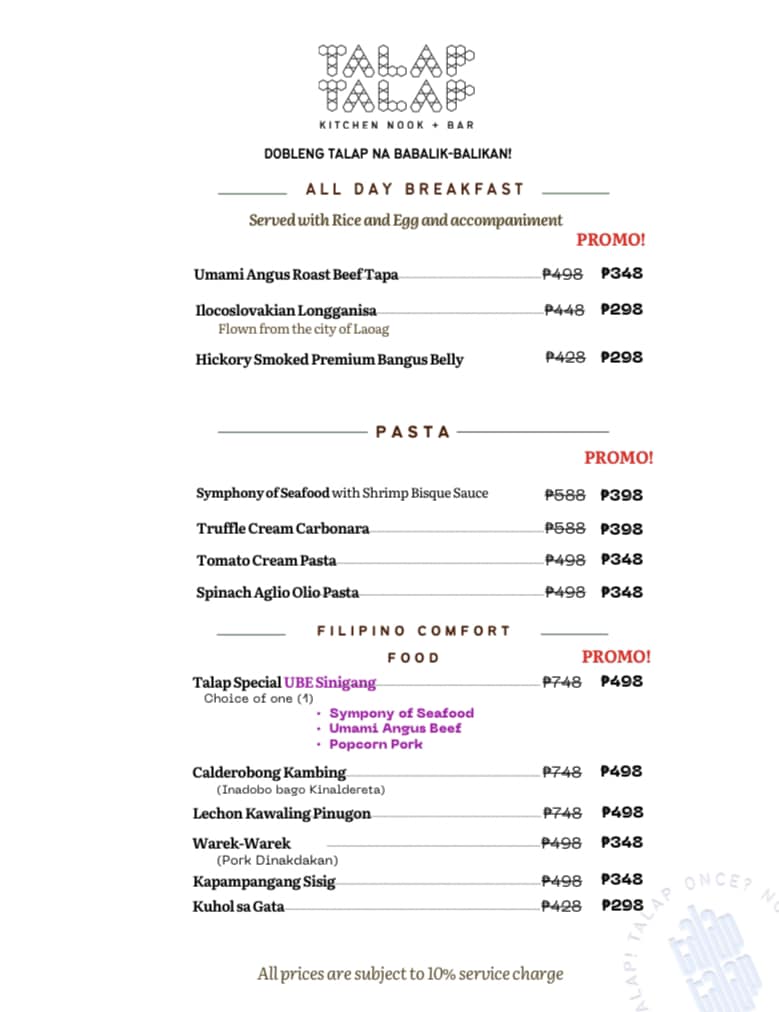 Talap-Talap Kitchen Nook + Bar | Marikina City
