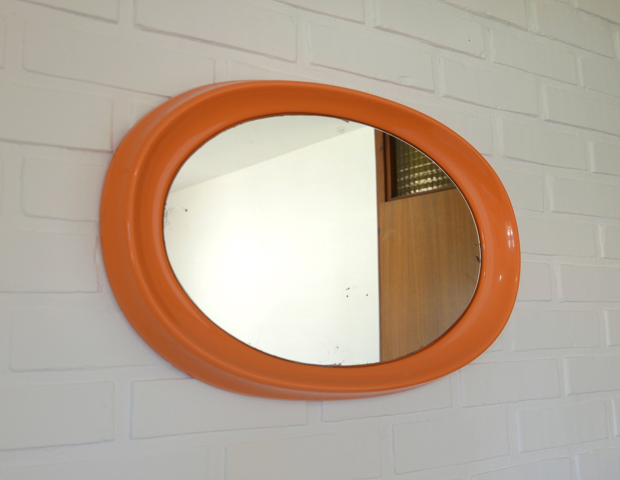 For sale: French Space Age Mirror in Amber Plastic by Syla, 1970s 