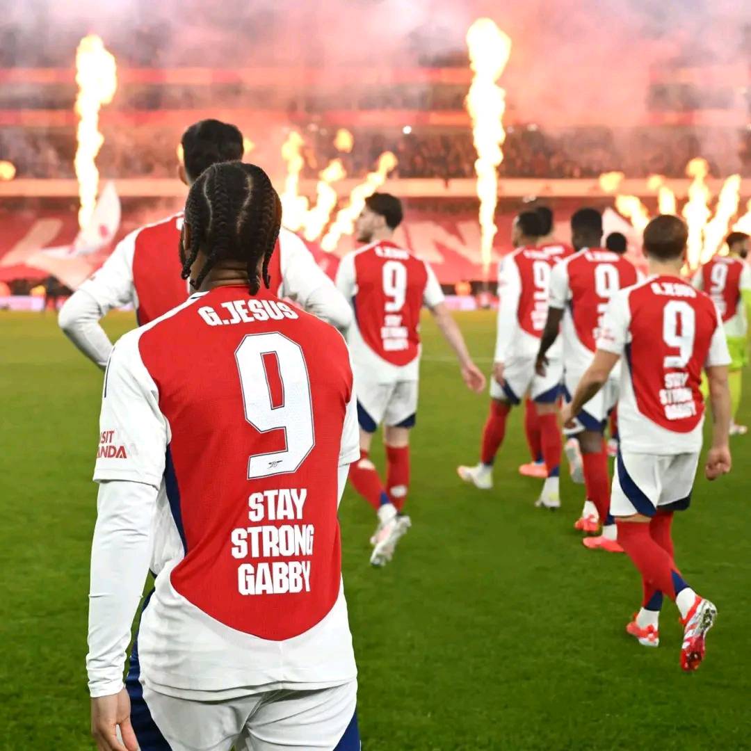 Arsenal wore No. 9 in support of Gabriel Jesus following his ACL