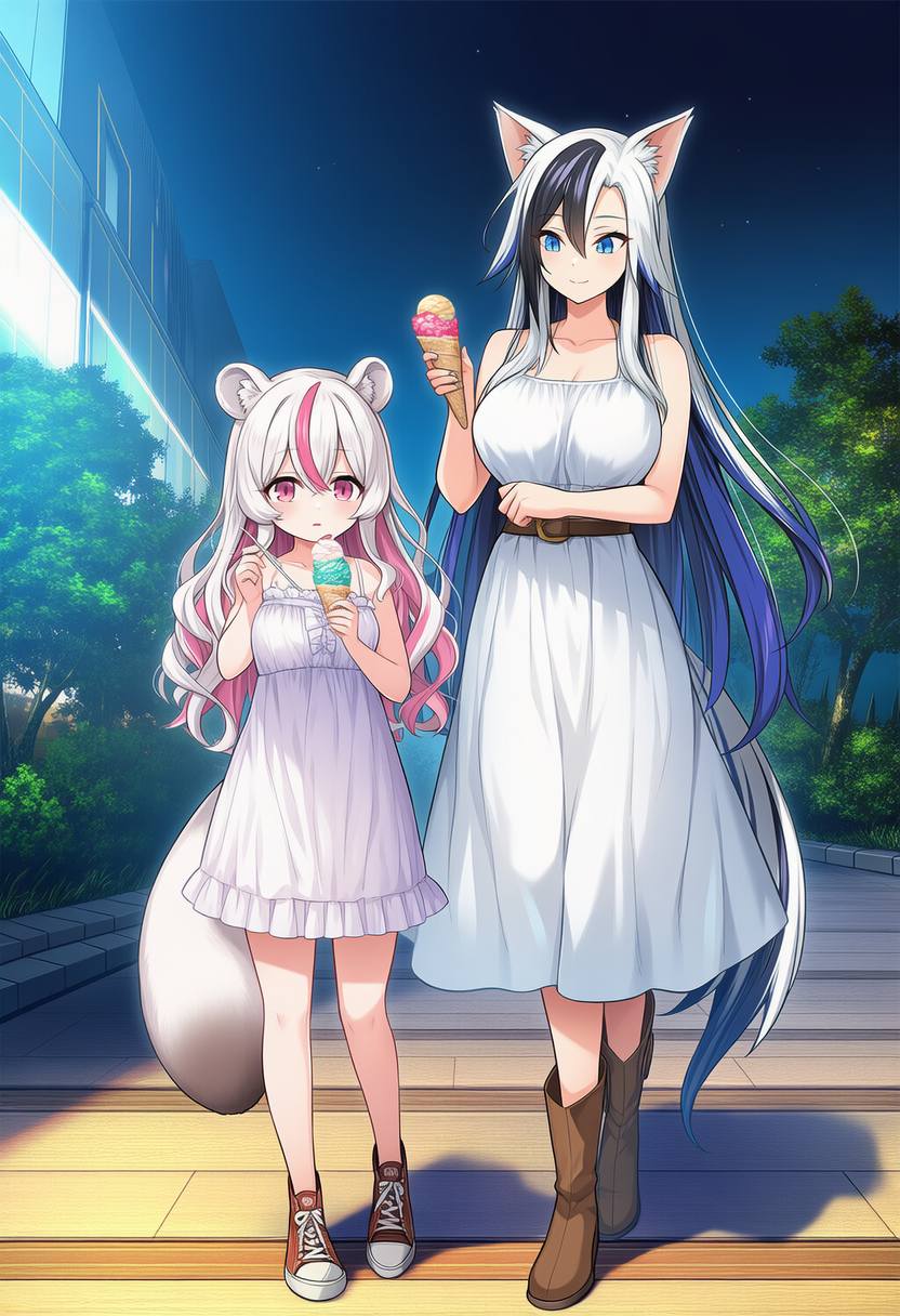 Good night everyone, her Neko and Trixi spending the night